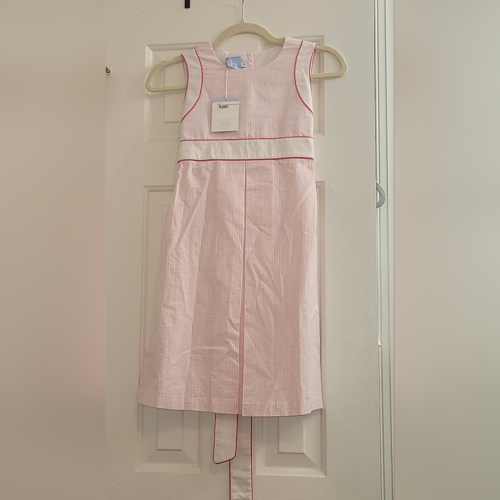 Bella Bliss Pink Seers Piped Sleeveless A Line Party Dress